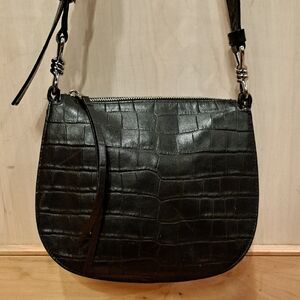 AllSaints Croc-Embossed Leather Captain Crossbody Bag